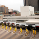 A light flow of vehicles from Windsor, Canada, that traveled through the Detroit Windsor Tunnel enter the customs area in Detroit, Michigan on March 18, 2020. - US and Canada have mutually agreed on March 18, 2020 to temporarily restrict “ non essential traffic” accross Canada-US border due to the coronavirus pandemic.